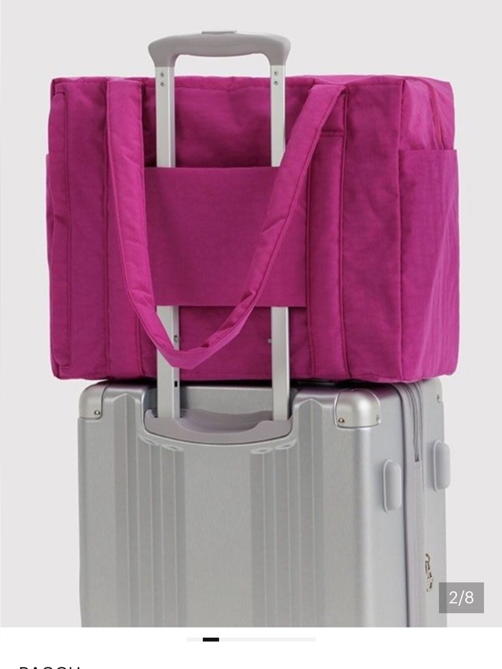 BAGGU Small Cloud Carry On in Deep Fuchsia - Picture 5 of 11